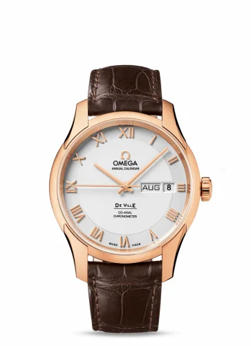 Omega De Ville Co-Axial Annual Calendar Red Gold / Silver / Alligator 431.53.41.22.02.001 (43153412202001)